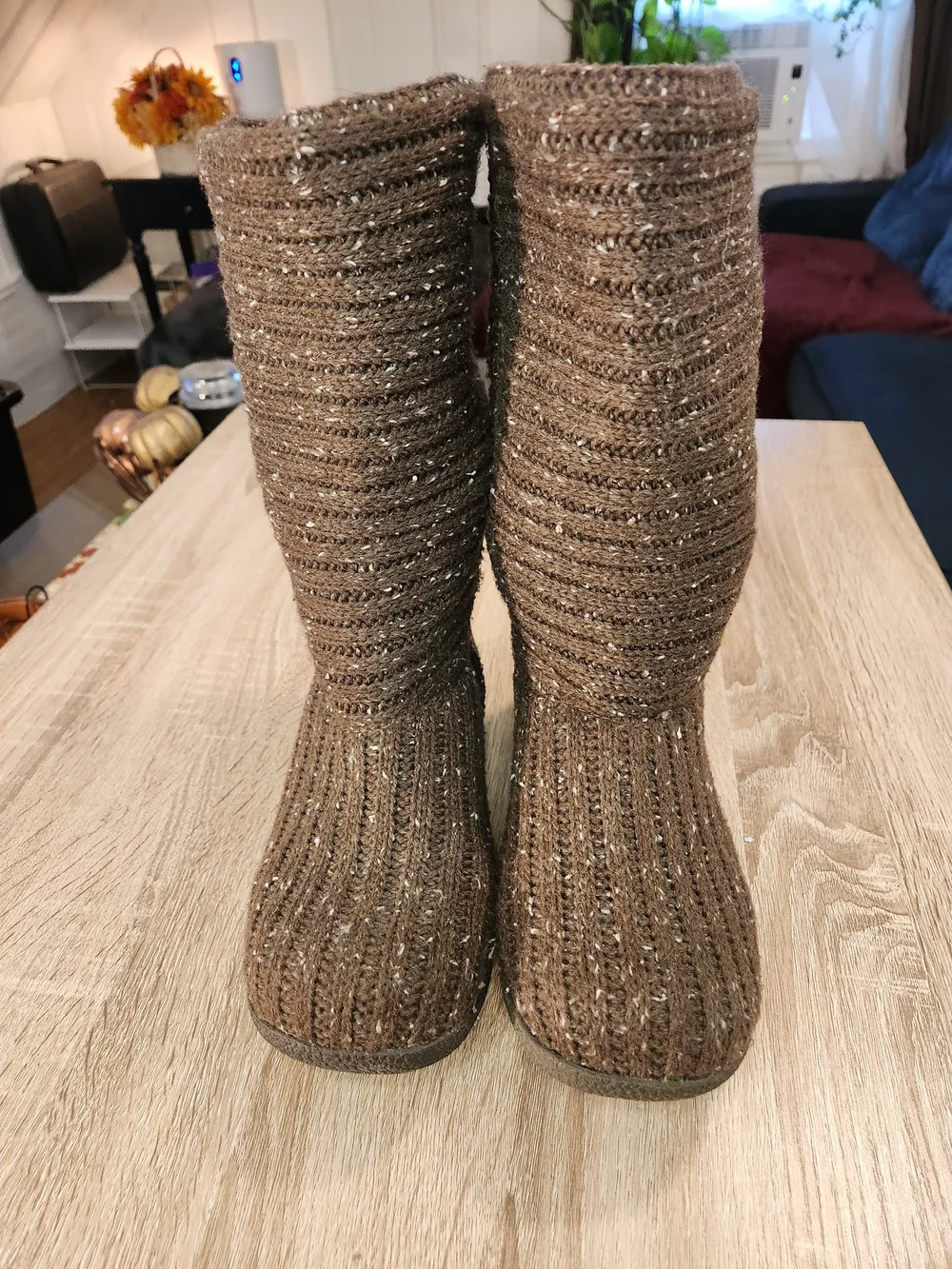 Rocket Dog brown knitted fleece lined boots Size 7.5